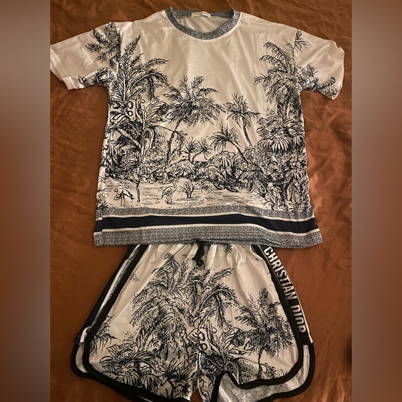 Dior Intimates & Sleepwear Rare Find Blue Palm Tree Toile De Jouy
